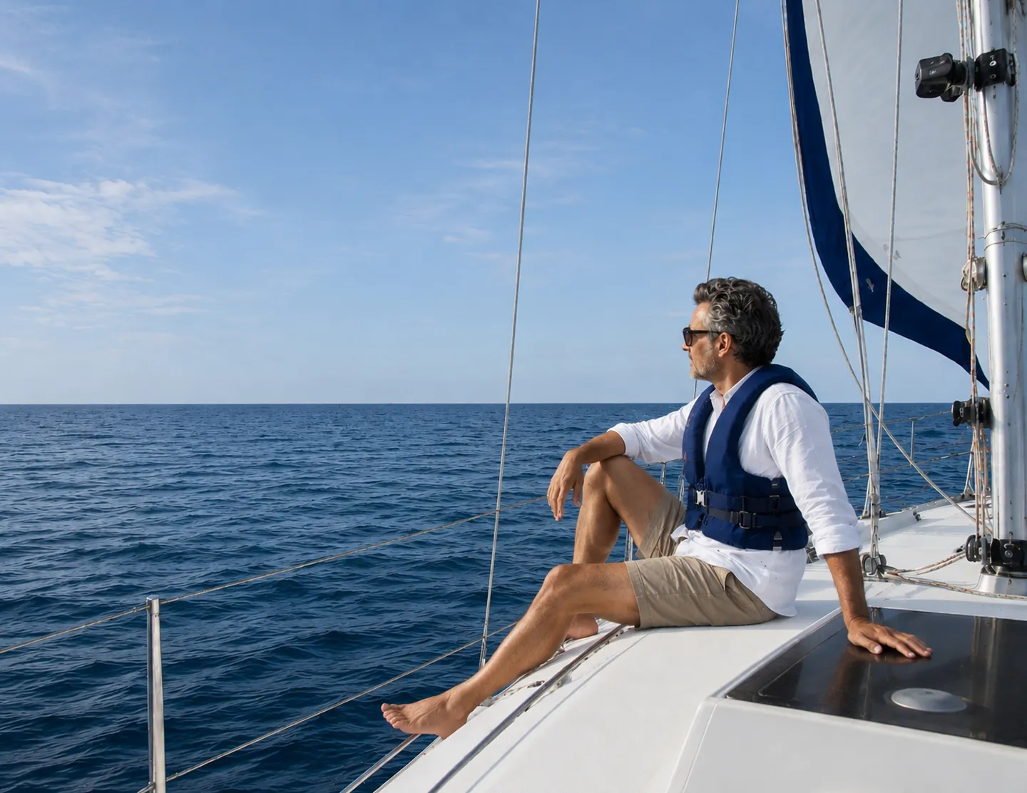 Navegante disfrutando de su velero